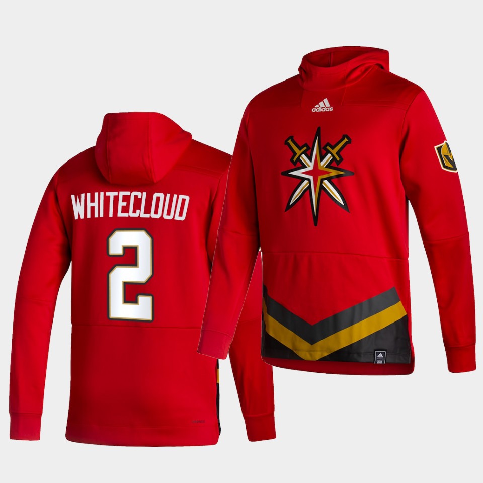 Men Vegas Golden Knights #2 Whitecloud Red NHL 2021 Adidas Pullover Hoodie Jersey